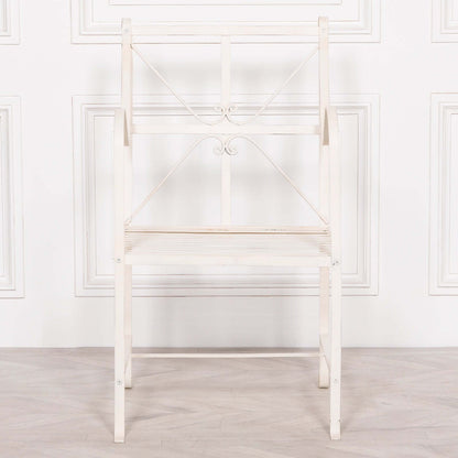 Iron Frame Off White / Cream Distressed Garden Dining Chair