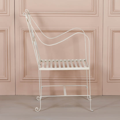 Iron Frame Off White / Cream Distressed Garden Dining Chair