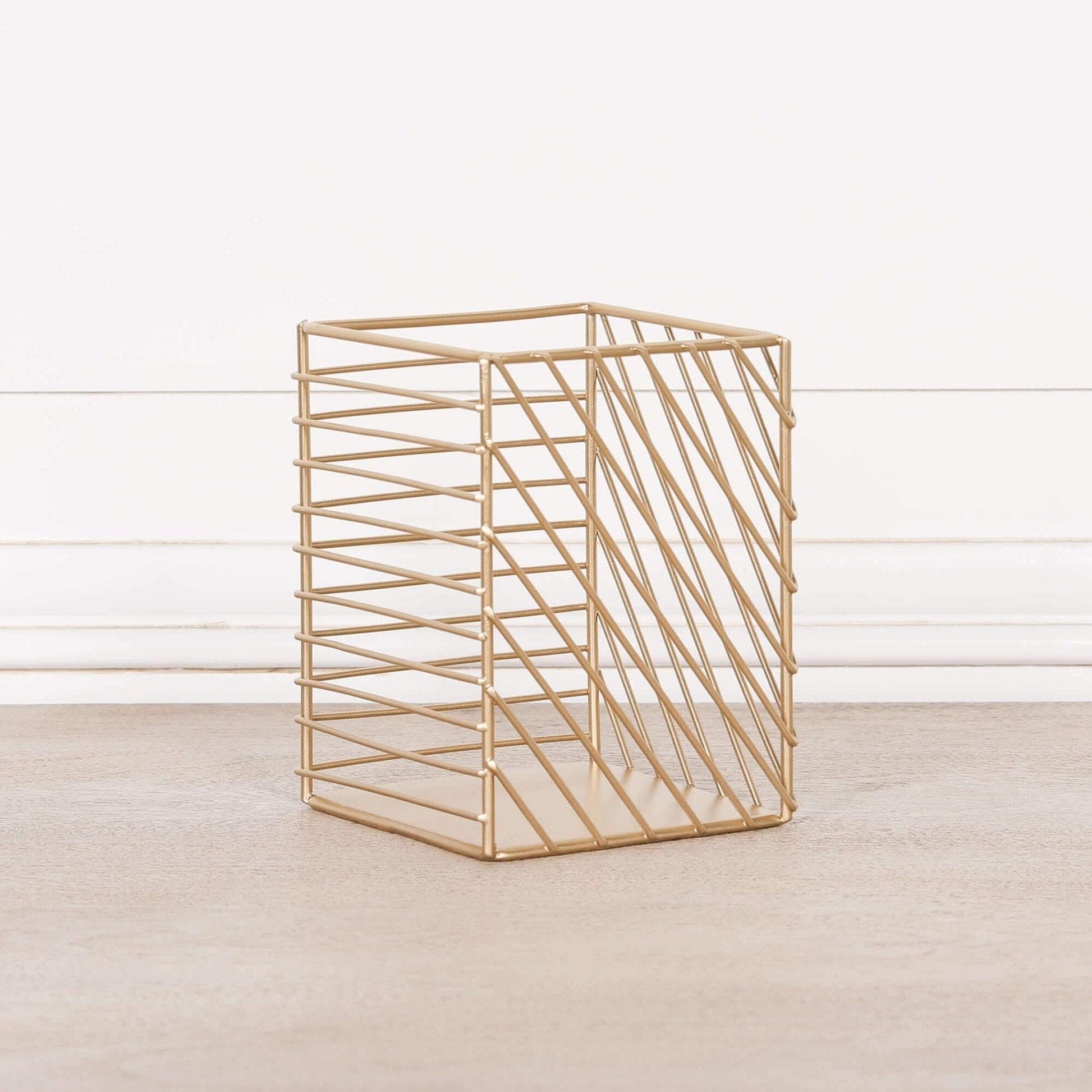 Gold Painted Square Metal Storage Basket
