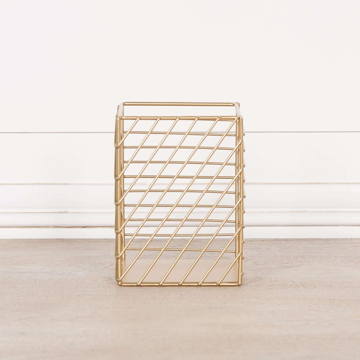 Gold Painted Square Metal Storage Basket