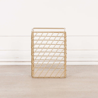 Gold Painted Square Metal Storage Basket