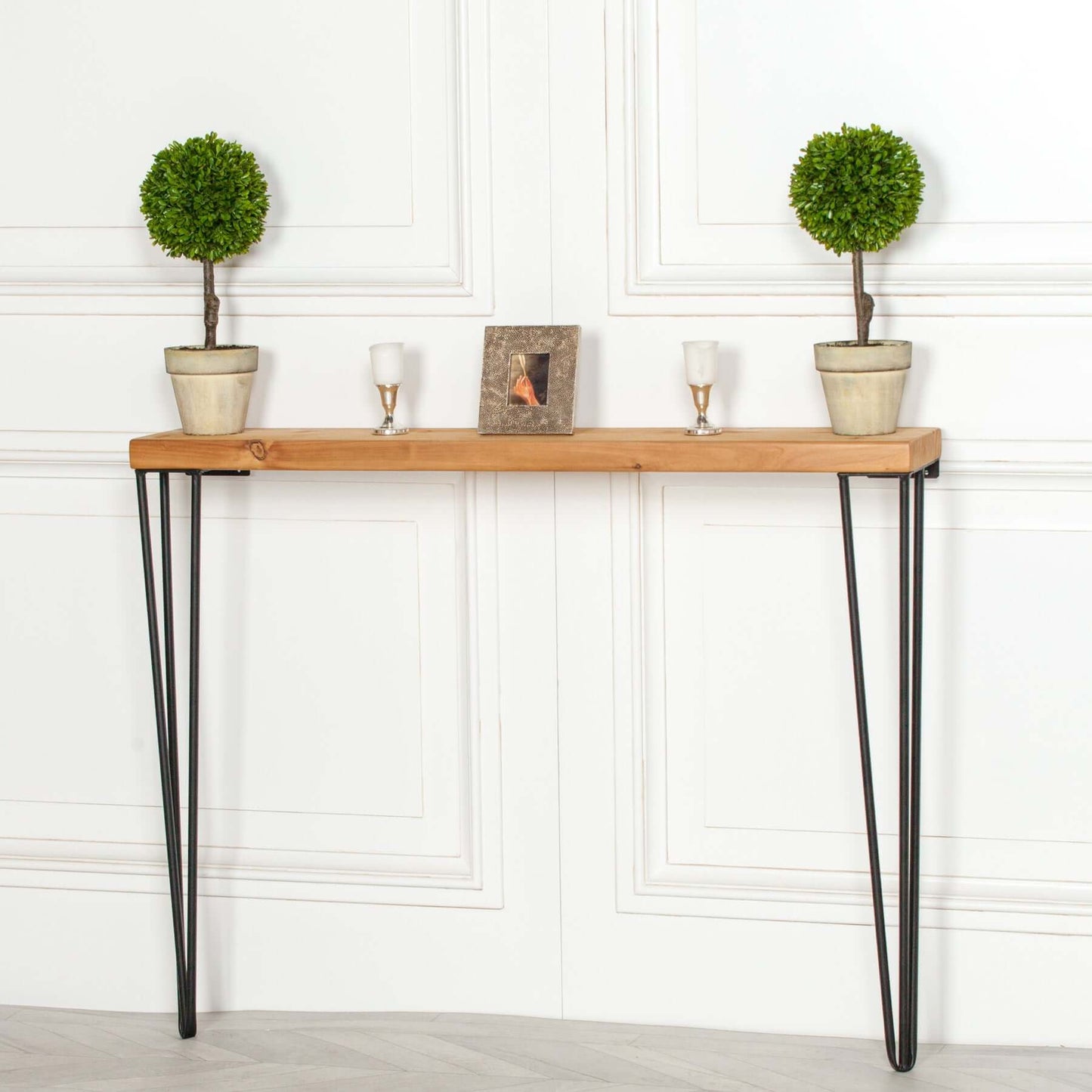 Wooden Hairpin Hallway Table Console 92cm Rustic Style