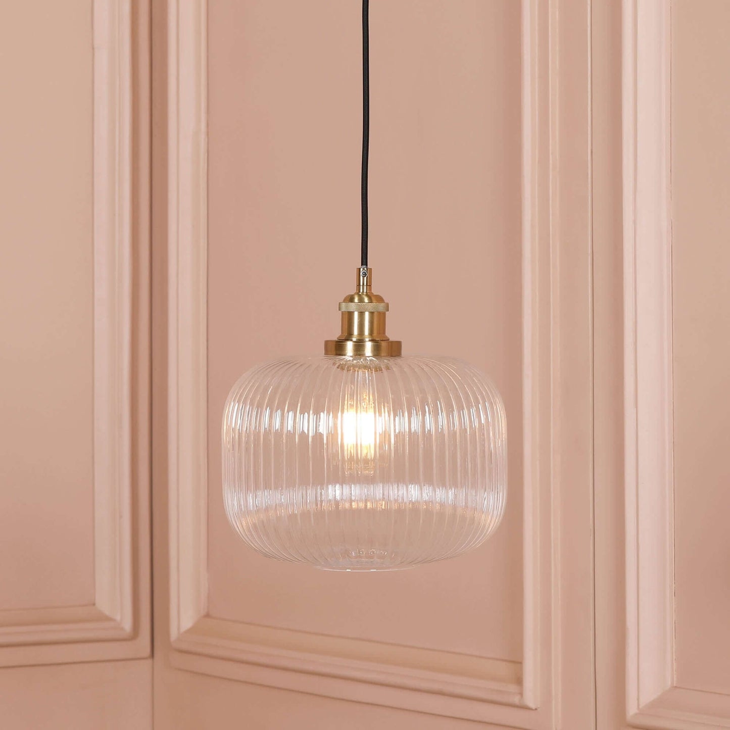 Brushed Brass Fluted Glass Pendant Ceiling Light
