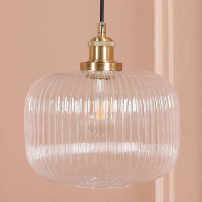 Brushed Brass Fluted Glass Pendant Ceiling Light