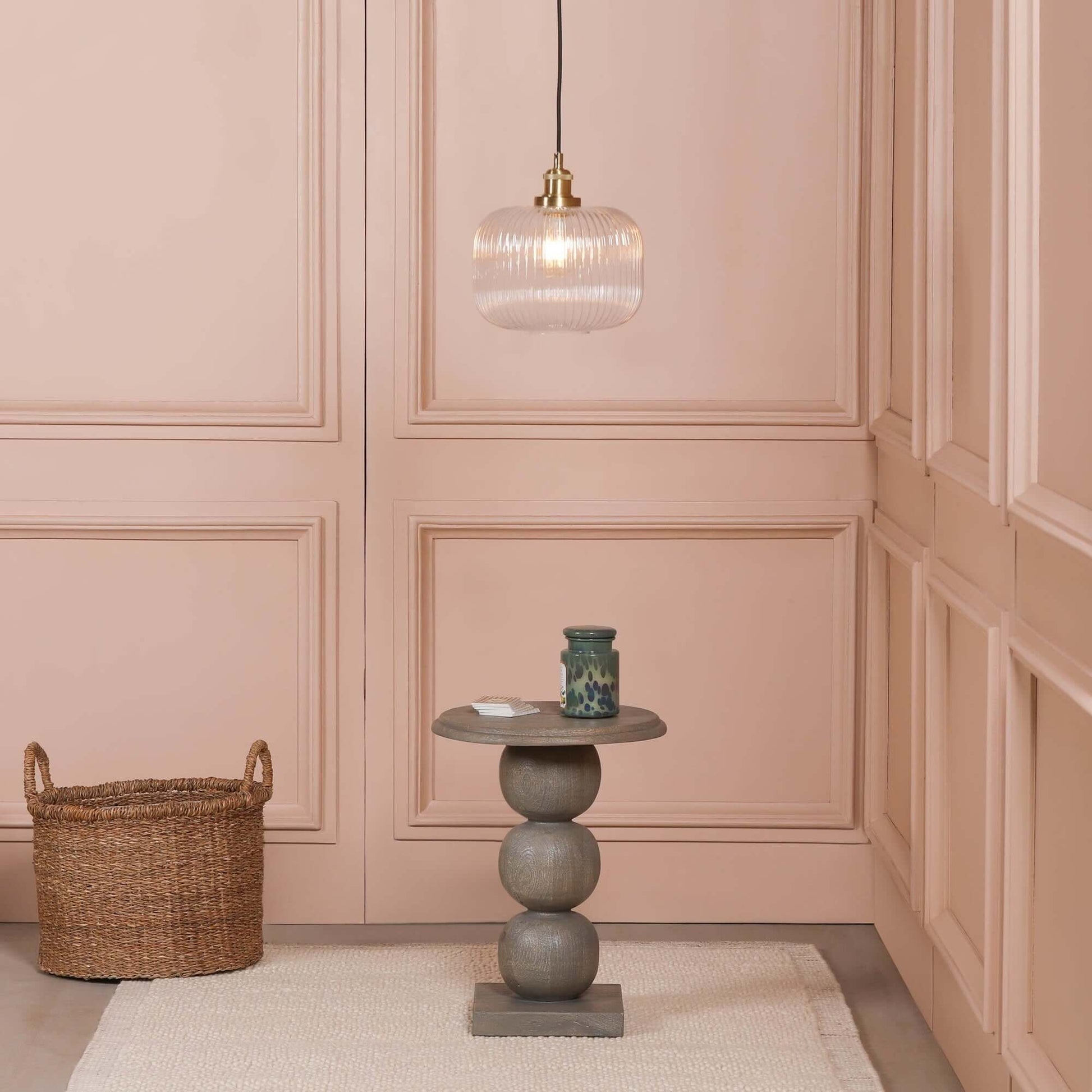 Brushed Brass Fluted Glass Pendant Ceiling Light