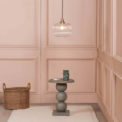 Brushed Brass Fluted Glass Pendant Ceiling Light