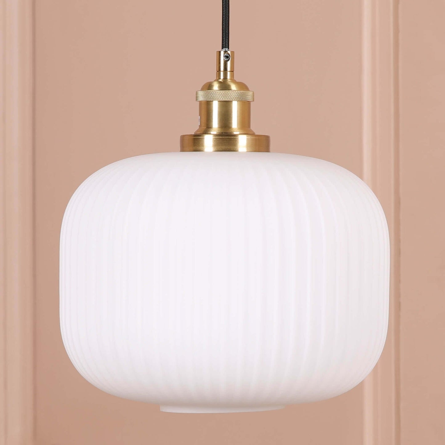 Brushed Brass Fluted Frosted Glass Pendant Ceiling Light