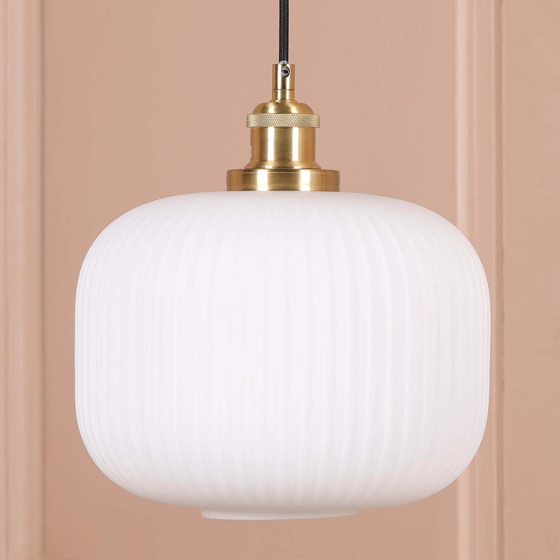Brushed Brass Fluted Frosted Glass Pendant Ceiling Light