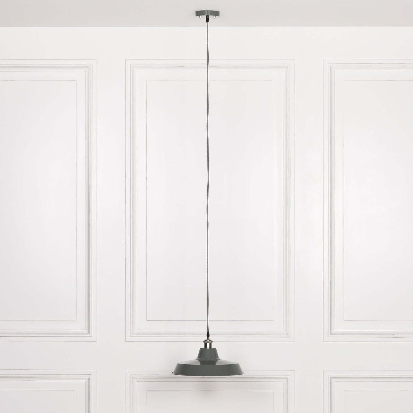 Factory Style Grey Enamel Painted 36cm Pendant Light