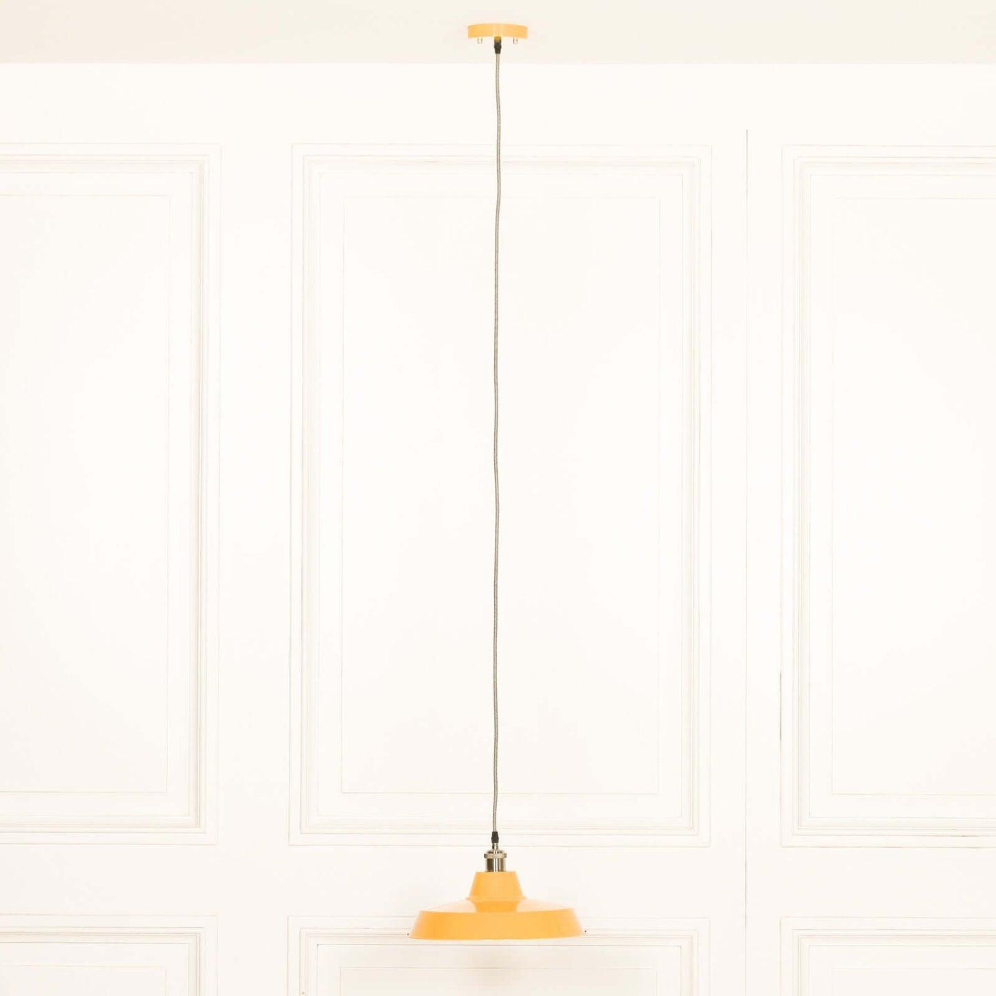 Factory Style Mustard Yellow Enamel Painted 36cm Pendant Light