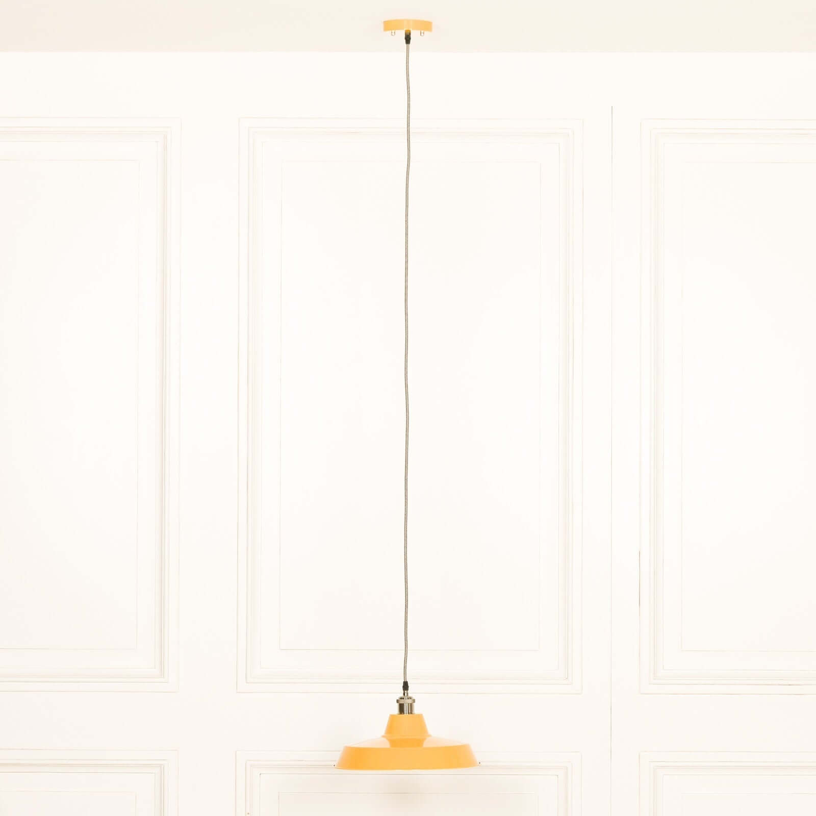 Factory Style Mustard Yellow Enamel Painted 36cm Pendant Light