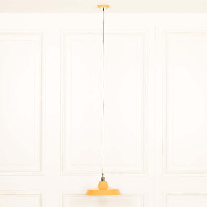 Factory Style Mustard Yellow Enamel Painted 36cm Pendant Light