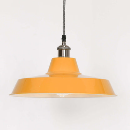 Factory Style Mustard Yellow Enamel Painted 36cm Pendant Light