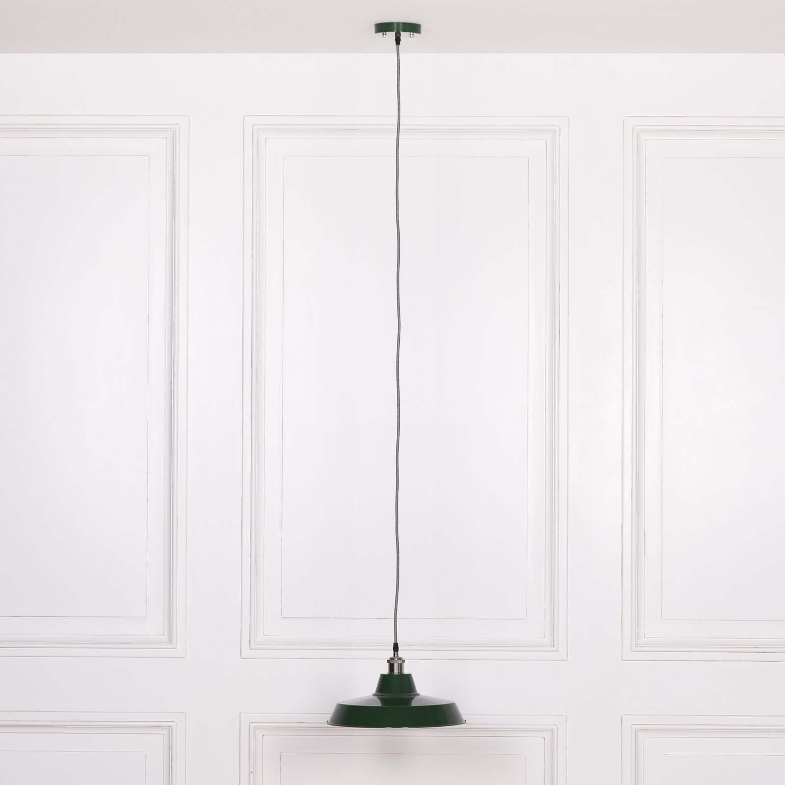 Factory Style British Green Enamel Painted 36cm Pendant Light