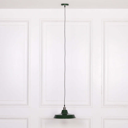 Factory Style British Green Enamel Painted 36cm Pendant Light