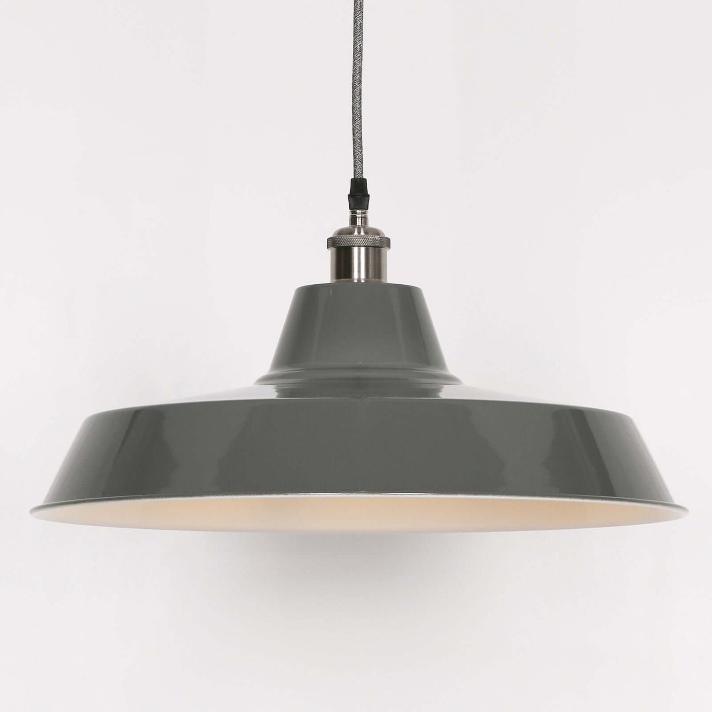 Factory Style Grey Enamel Painted 46cm Pendant Light