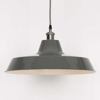 Factory Style Grey Enamel Painted 46cm Pendant Light