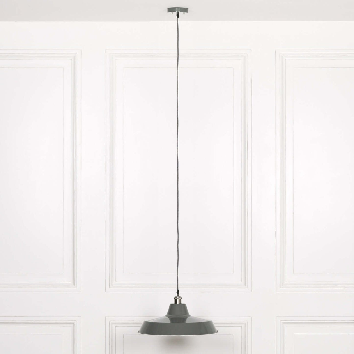 Factory Style Grey Enamel Painted 46cm Pendant Light