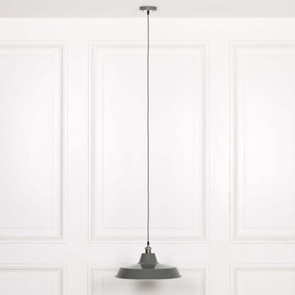 Factory Style Grey Enamel Painted 46cm Pendant Light