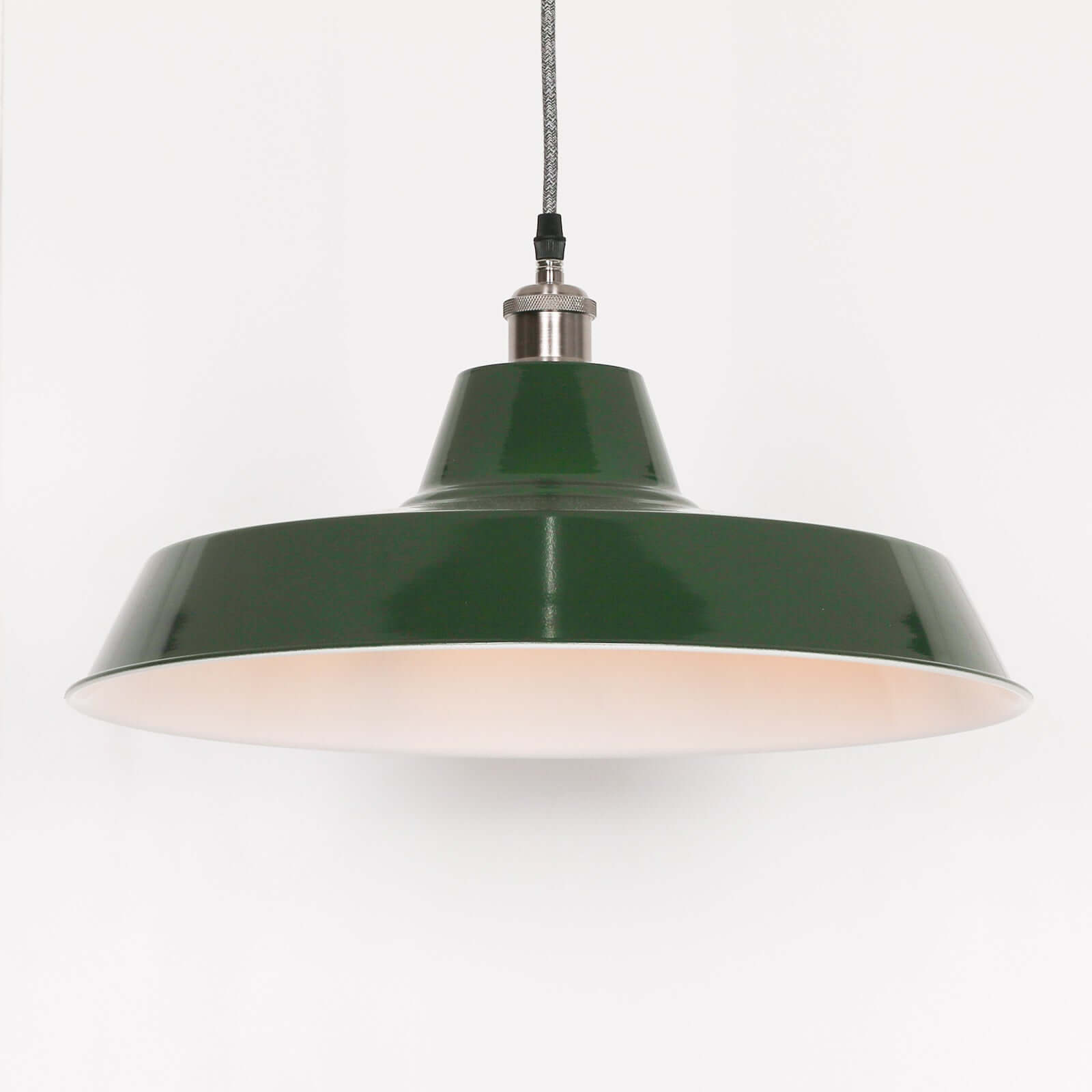 Factory Style British Green Enamel Painted 46cm Pendant Light