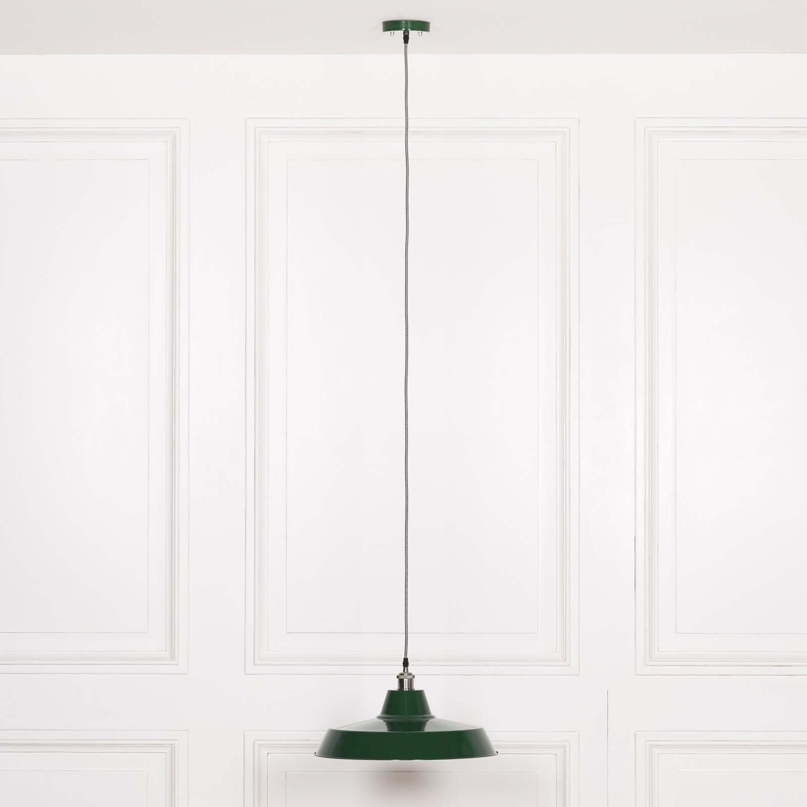 Factory Style British Green Enamel Painted 46cm Pendant Light