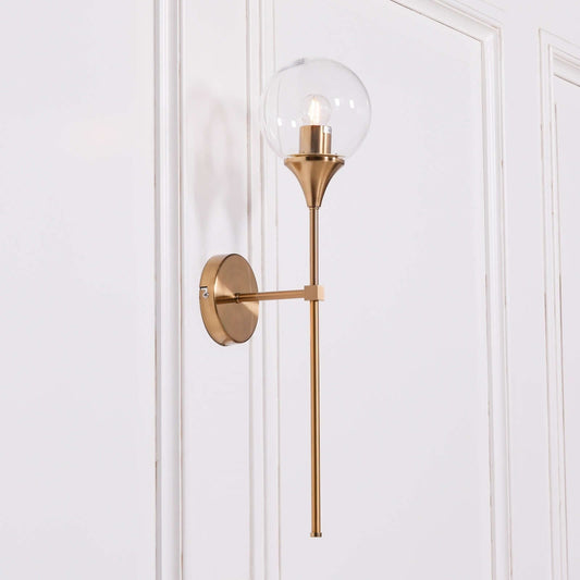 Gold Satin Deco Glass Ball Wall Light