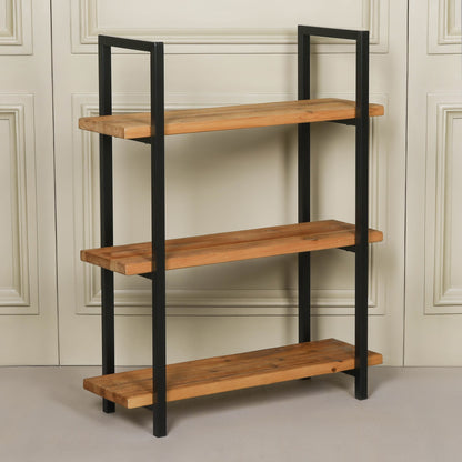 Rustic Wooden Industrial 3 Tier Bookcase Shelving