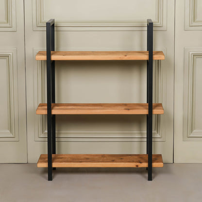 Rustic Wooden Industrial 3 Tier Bookcase Shelving