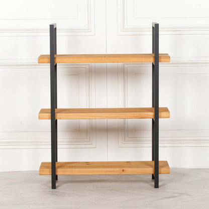 Rustic Wooden Industrial 3 Tier Bookcase Shelving