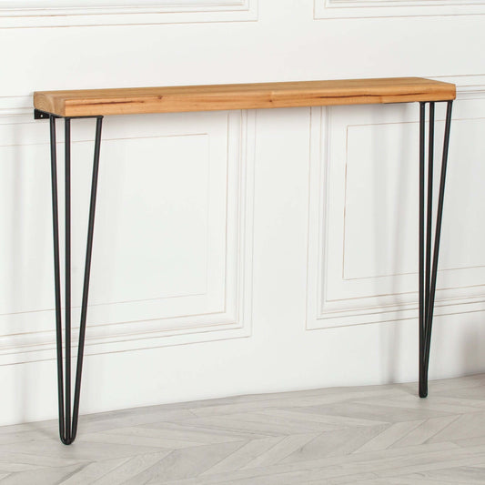 Rustic Wooden Hairpin Hall Table Console 77cm