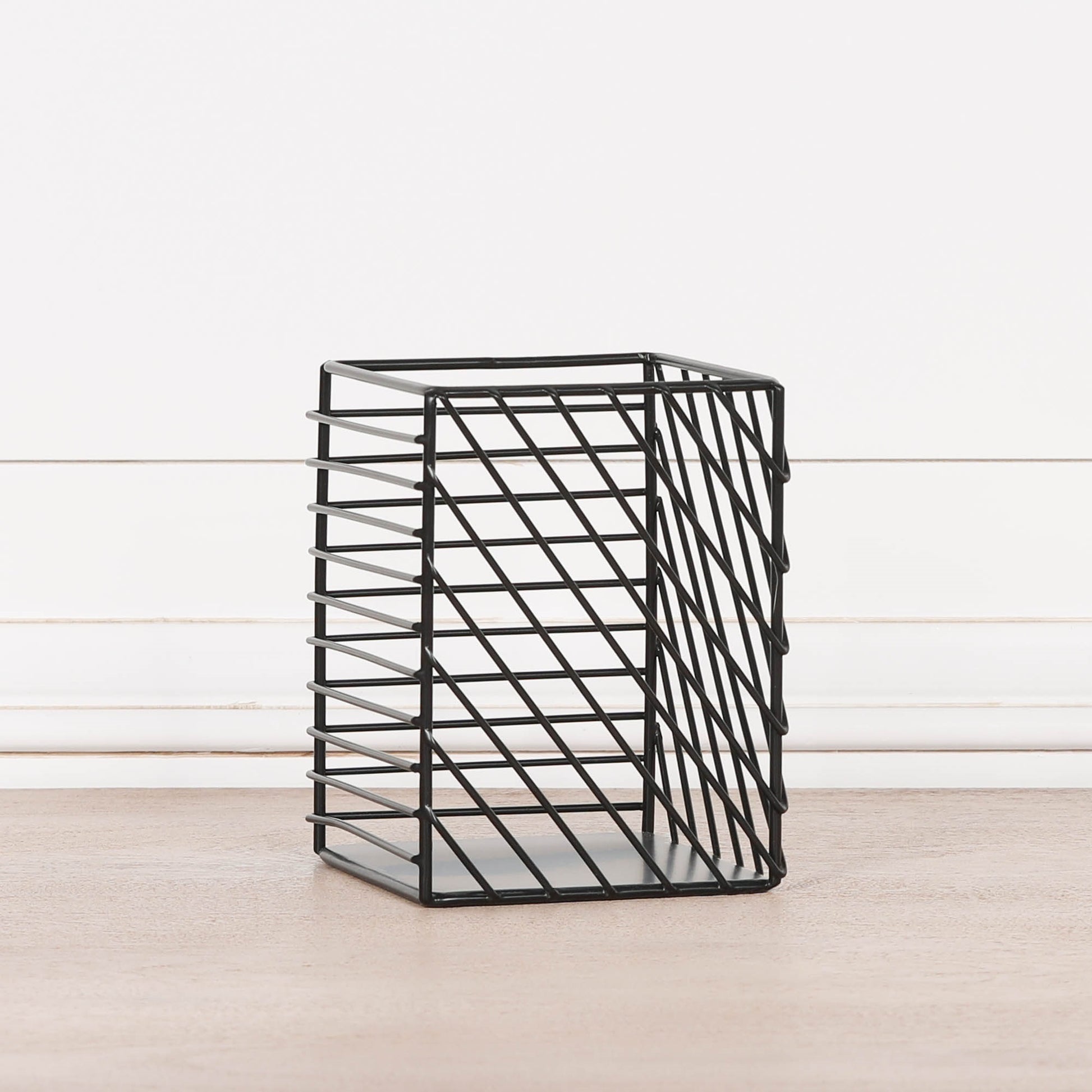 Black Painted Square Metal Storage Basket