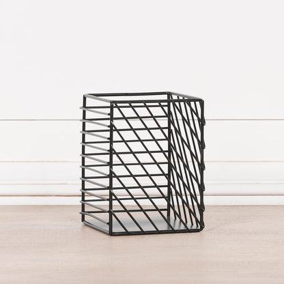 Black Painted Square Metal Storage Basket