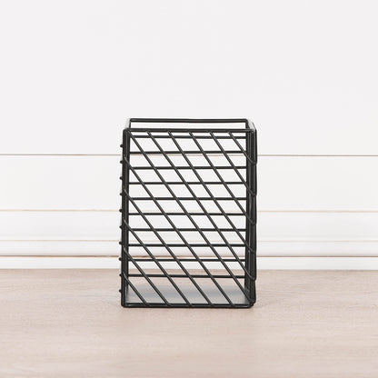 Black Painted Square Metal Storage Basket