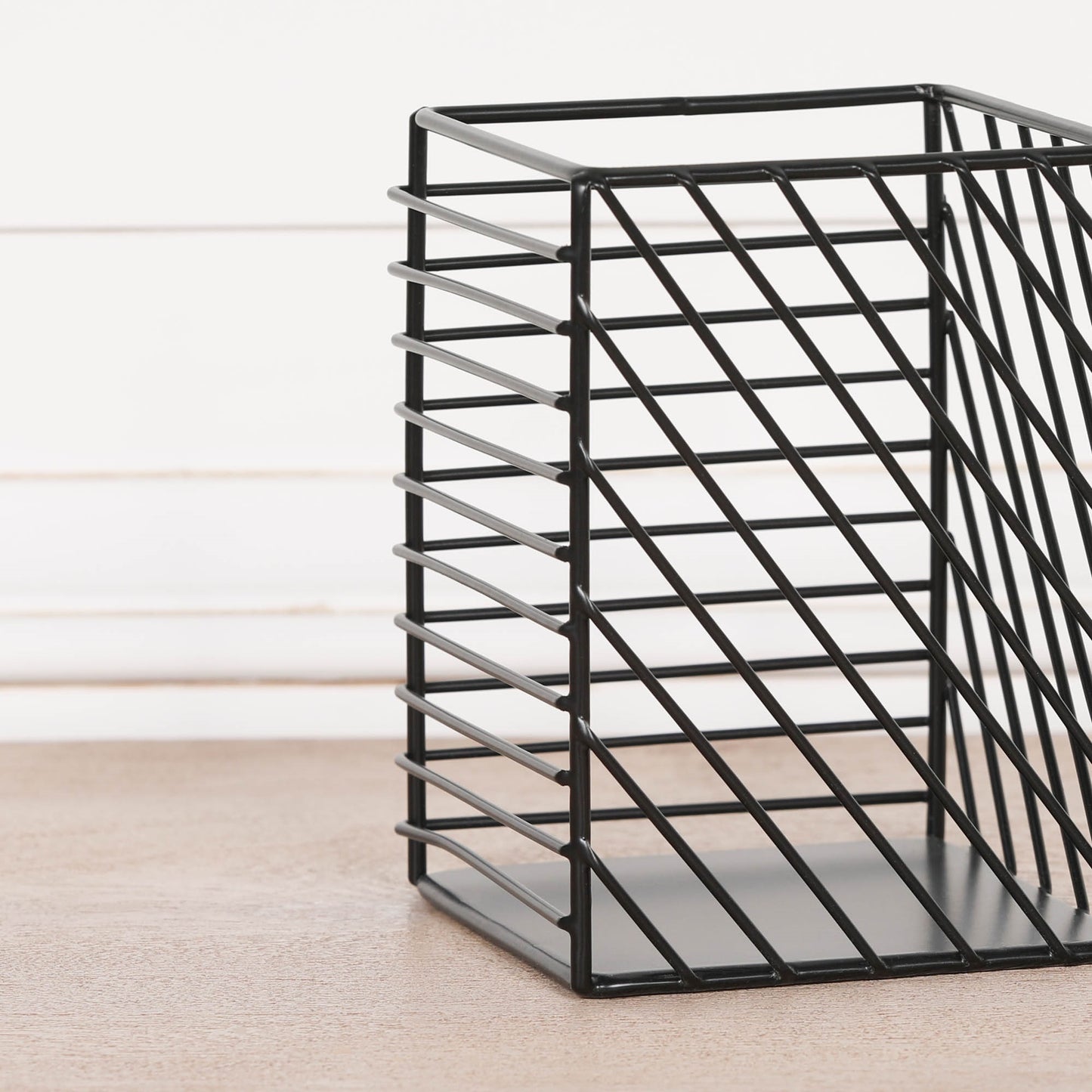 Black Painted Square Metal Storage Basket