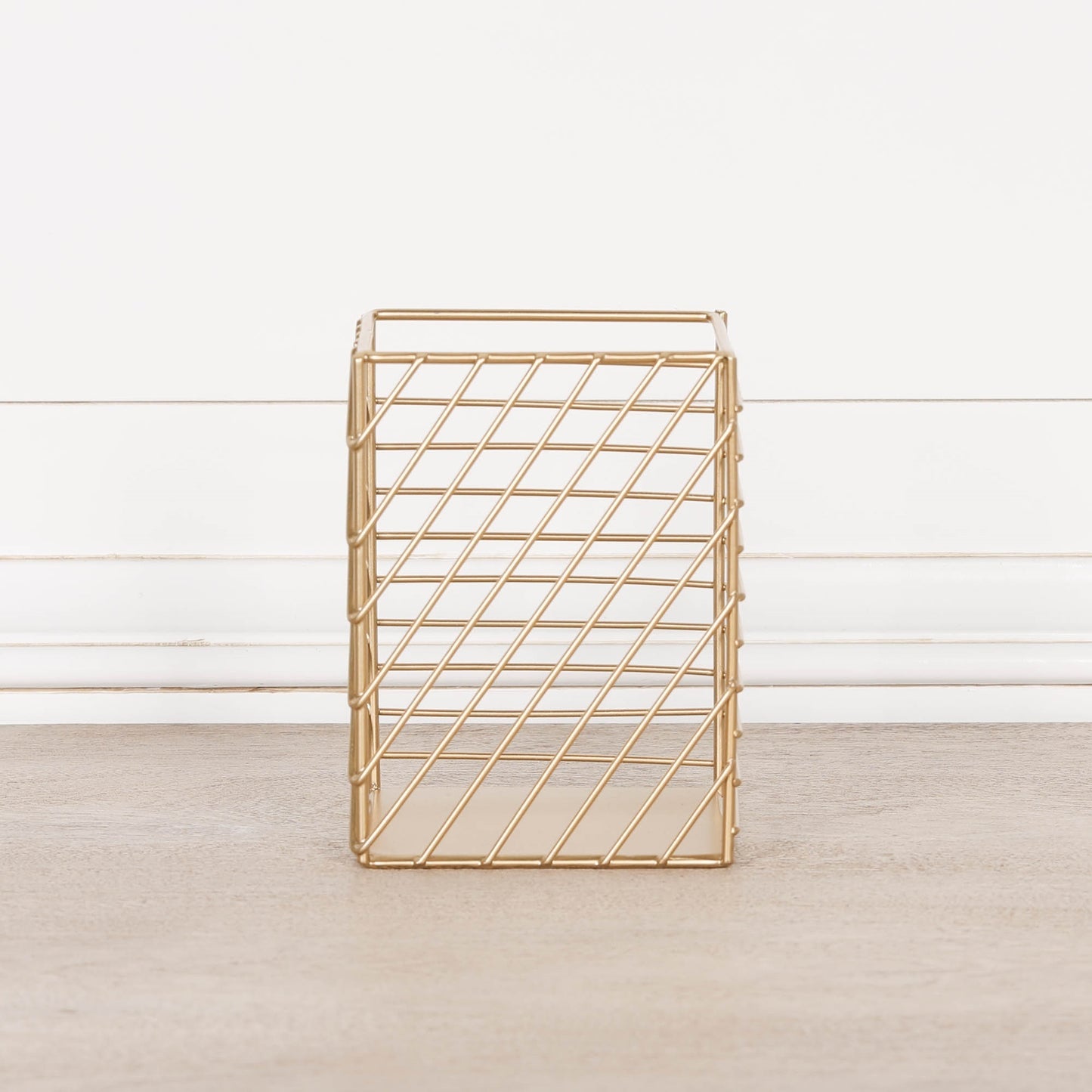 Gold Painted Square Metal Storage Basket