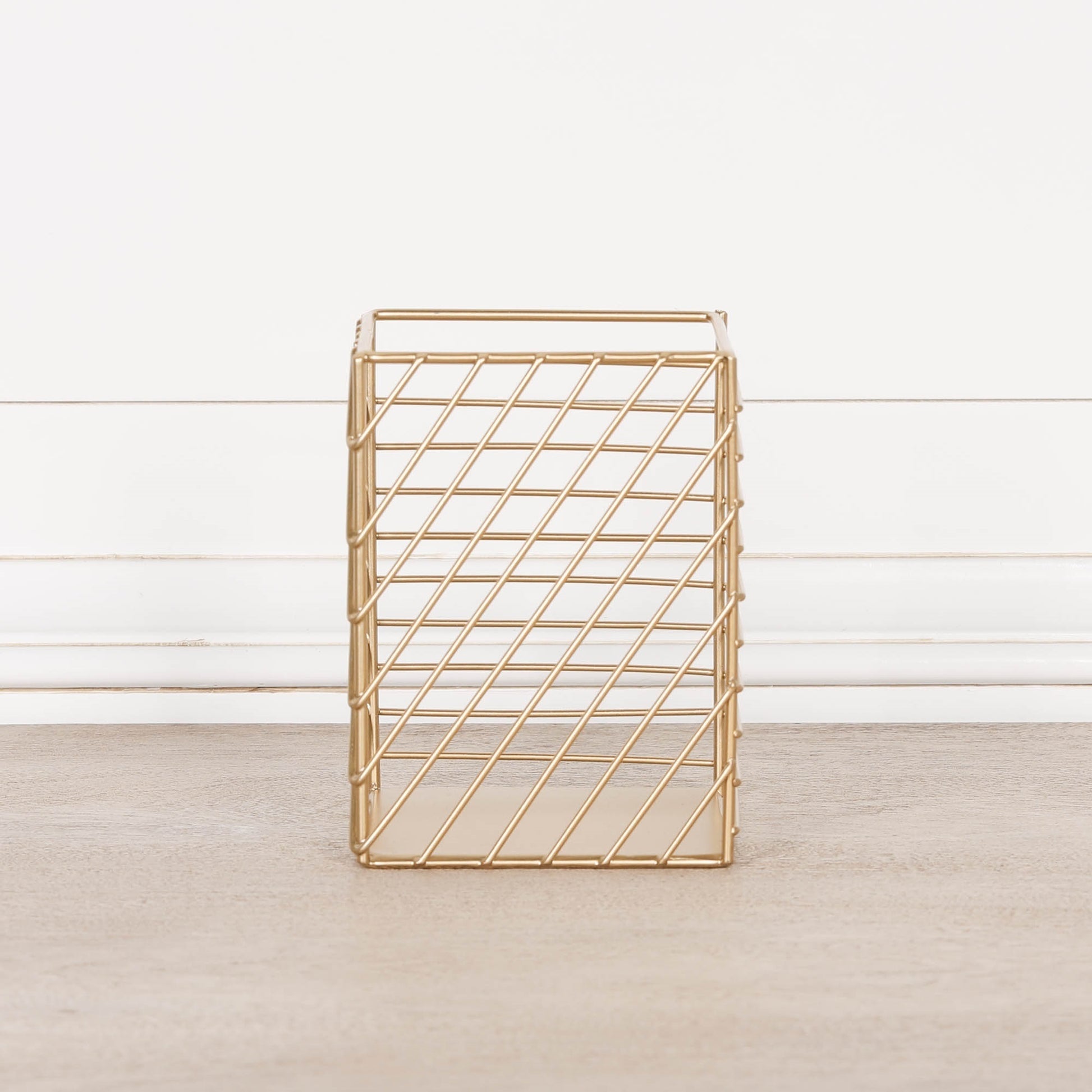 Gold Painted Square Metal Storage Basket