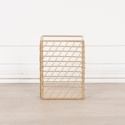 Gold Painted Square Metal Storage Basket