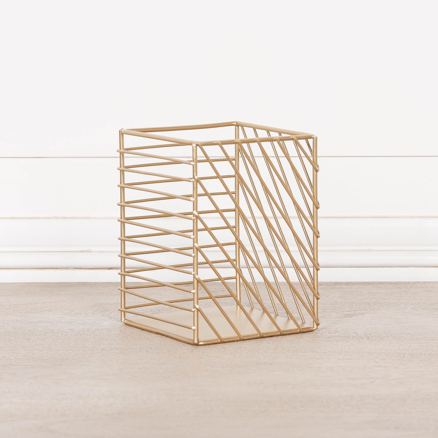 Gold Painted Square Metal Storage Basket