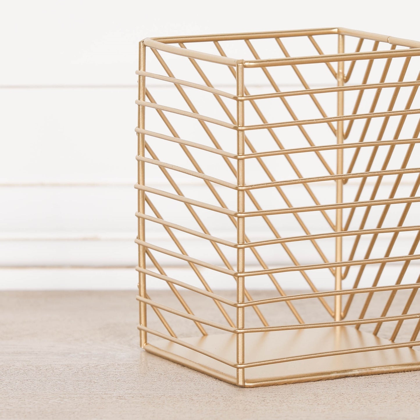Gold Painted Square Metal Storage Basket