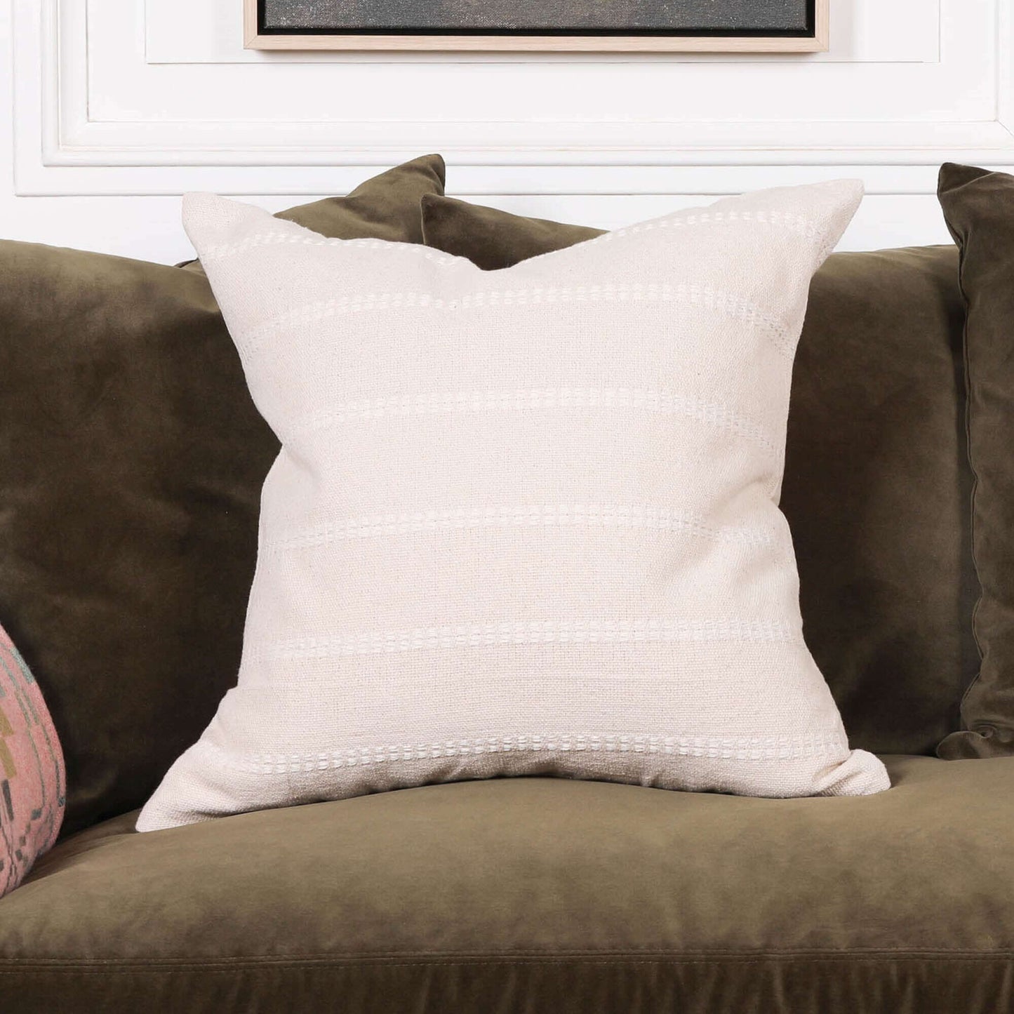 Cotton Stripe Stitching Cushion Cover 55cm