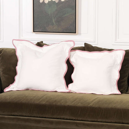 Wild Rose Pink Edge Natural Cushion Cover 55cm