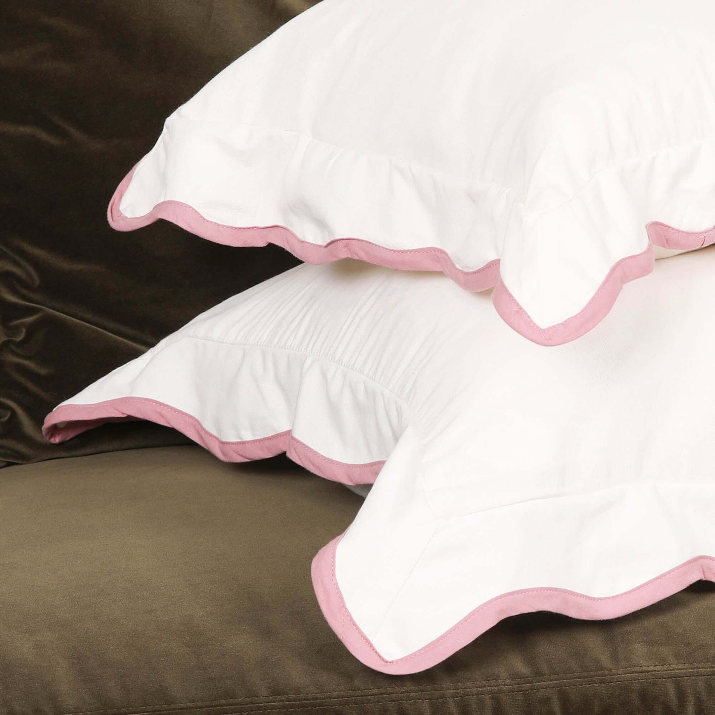 Wild Rose Pink Edge Natural Cushion Cover 55cm