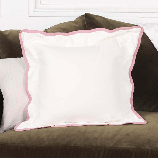 Wild Rose Pink Edge Natural Cushion Cover 45cm