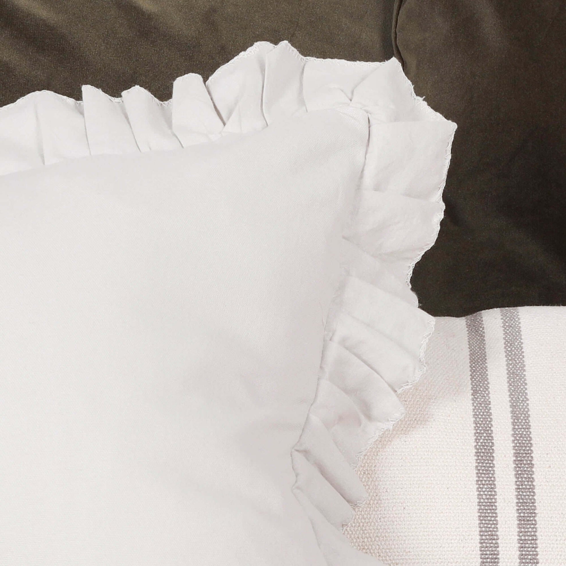 Silver Birch Grey Pink Cotton Frill 45cm Cushion Cover