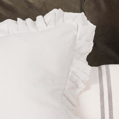 Silver Birch Grey Pink Cotton Frill 45cm Cushion Cover