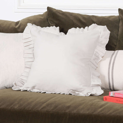 Silver Birch Grey Pink Cotton Frill 45cm Cushion Cover