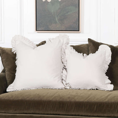 Silver Birch Grey Pink Cotton Frill 45cm Cushion Cover