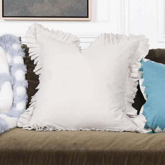 Silver Birch Grey Frill 55cm Cushion Cover