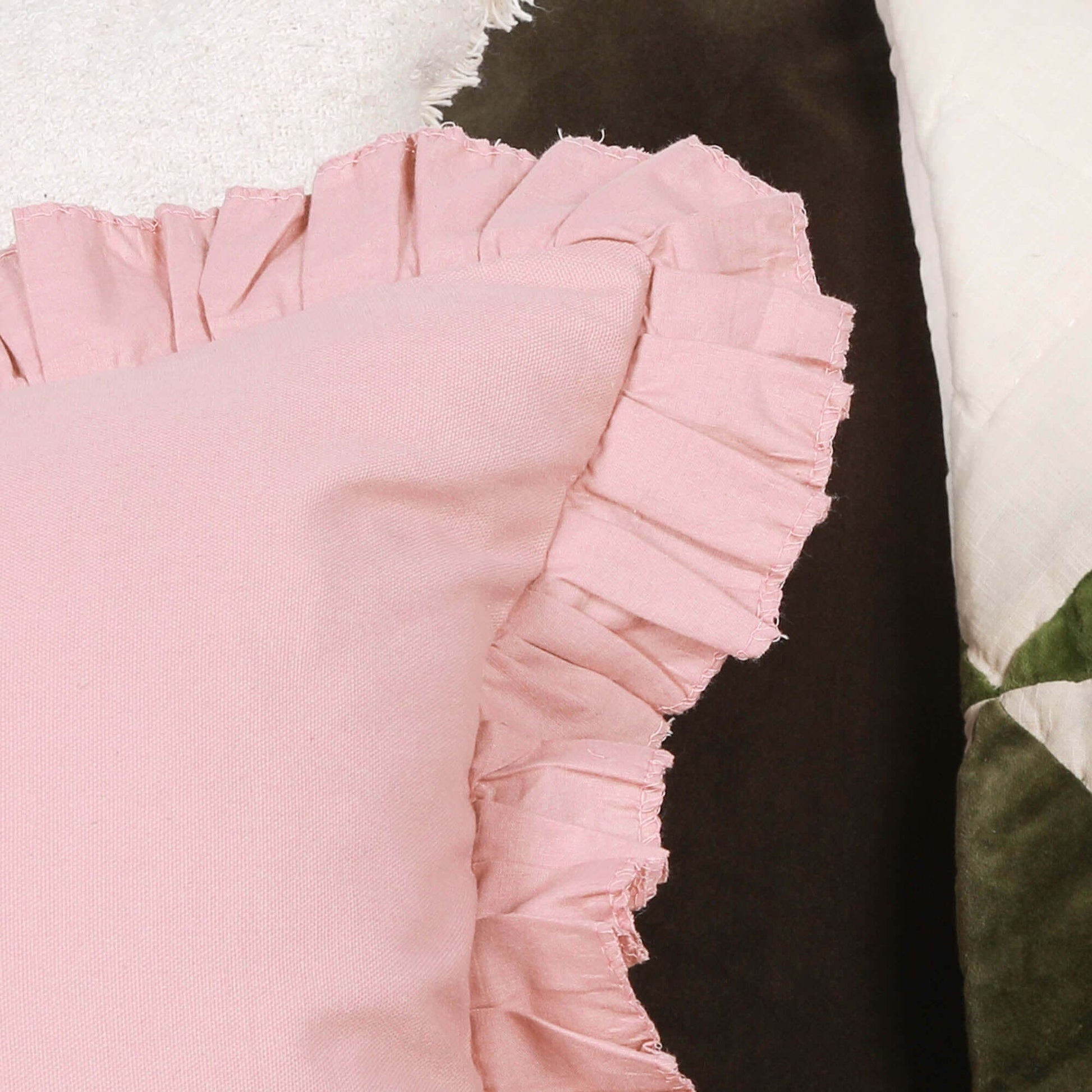 Wild Rose Pink Cotton Frill 45cm Cushion Cover