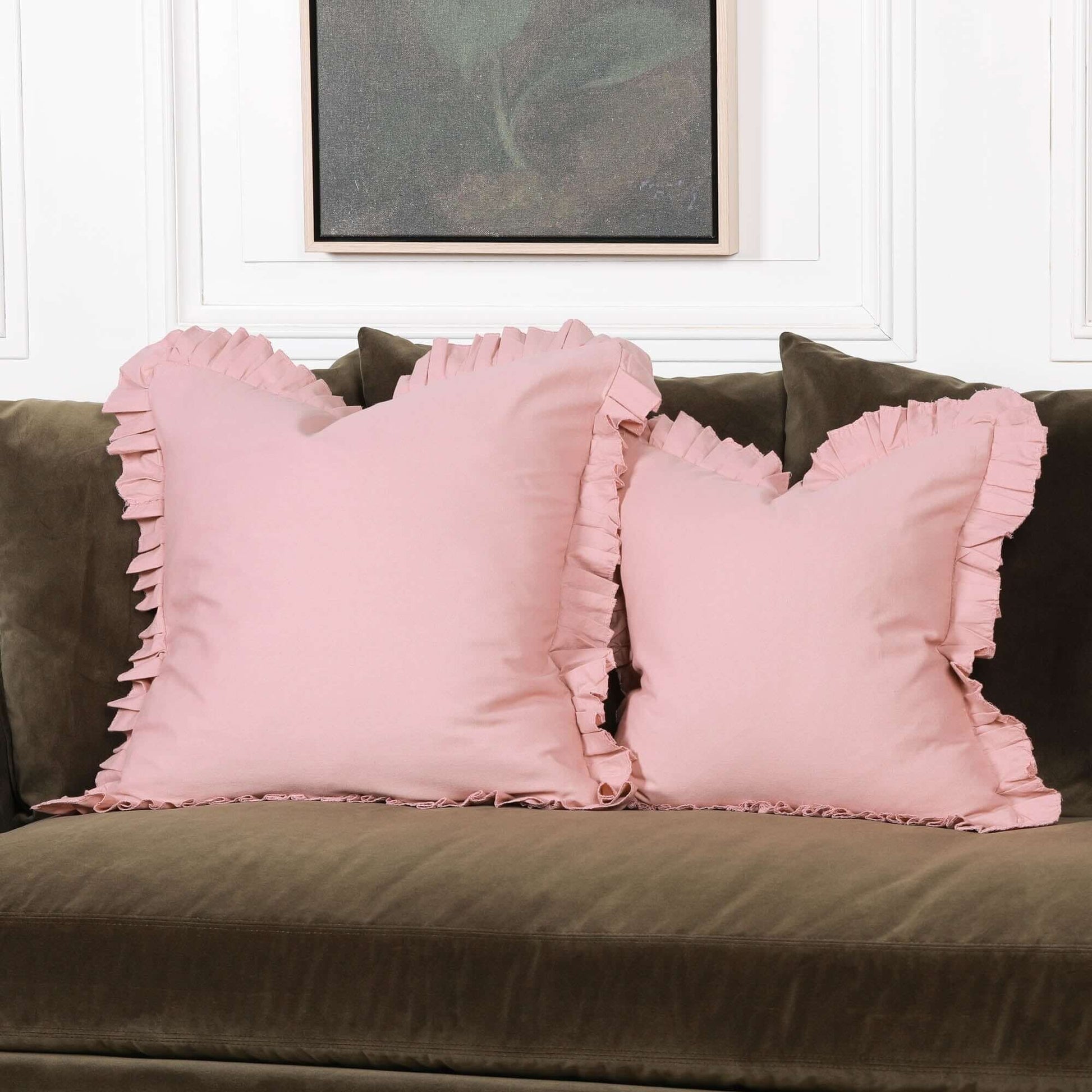 Wild Rose Pink Cotton Frill 45cm Cushion Cover
